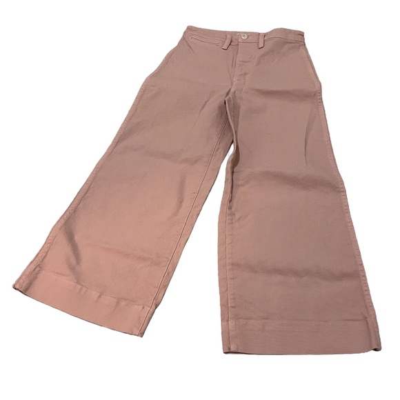 Madewell Denim - Madewell 25 blush pink jeans denim wide leg pants high waisted neutral casual